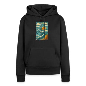 Wellen der Nostalgie - Frauen Premium Bio Hoodie - Schwarz - Vorne - Julia (174cm)