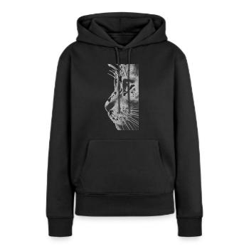 Visage du chat - Sweat à capuche Premium bio Femme - noir - Devant - Julia (174cm)