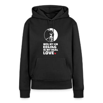 Ich Liebe Bergsteigen - Frauen Premium Bio Hoodie - Schwarz - Vorne - Julia (174cm)