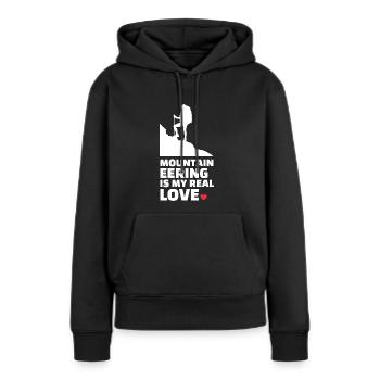 Ich Liebe Bergsteigen - Frauen Premium Bio Hoodie - Schwarz - Vorne - Julia (174cm)