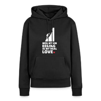 Ich Liebe Bergsteigen - Frauen Premium Bio Hoodie - Schwarz - Vorne - Julia (174cm)