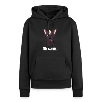Ok wau mit Xoloitzcuintle Hundeliebhaber - Frauen Premium Bio Hoodie - Schwarz - Vorne - Julia (174cm)