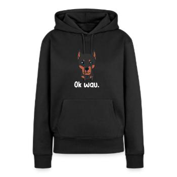 Ok wau mit Doberman Hundeliebhaber - Frauen Premium Bio Hoodie - Schwarz - Vorne - Julia (174cm)