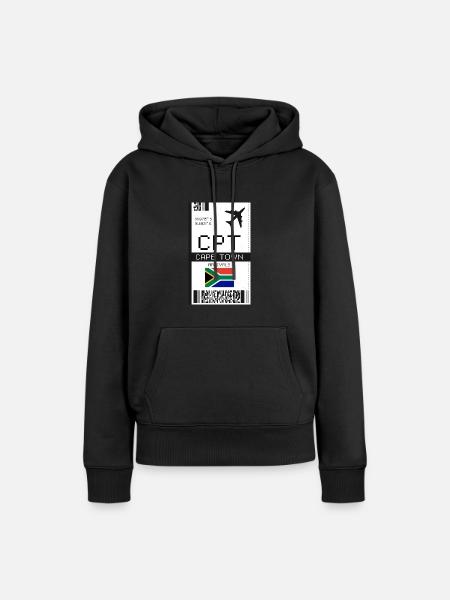 Bordkarte für Kapstadt, Südafrika - CPT-Ticket - Frauen Premium Bio Hoodie - Schwarz