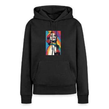 La Fierté - Sweat à capuche Premium bio Femme - noir - Devant - Julia (174cm)