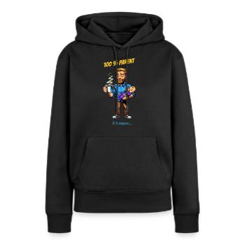 100 % parent 0 %repos - Sweat à capuche Premium bio Femme - noir - Devant - Julia (174cm)
