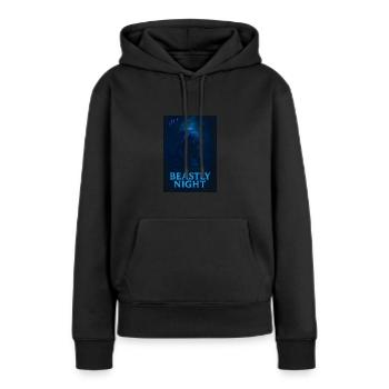 Beastly Night – Leuchtender Panther bei Nacht im D - Frauen Premium Bio Hoodie - Schwarz - Vorne - Julia (174cm)