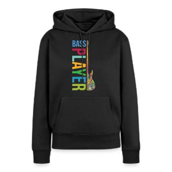 BASS PLAYER - Basse guitare - Sweat à capuche Premium bio Femme - noir - Devant - Julia (174cm)