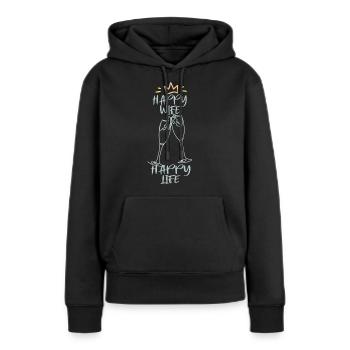 Femme heureuse, vie heureuse. Sekt Krone Fun - Sweat à capuche Premium bio Femme - noir - Devant - Julia (174cm)