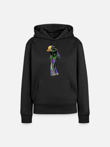 Kranich - Frauen Premium Bio Hoodie - Schwarz