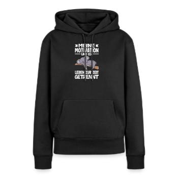 Ma motivation et moi - actuellement séparés - Sweat à capuche Premium bio Femme - noir - Devant - Julia (174cm)