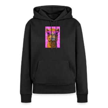 chameau - Sweat à capuche Premium bio Femme - noir - Devant - Julia (174cm)