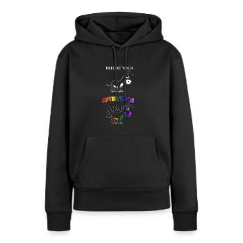 âne Yoga drôle - Sweat à capuche Premium bio Femme - noir - Devant - Julia (174cm)