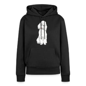 Caniche jouet blanc - Sweat à capuche Premium bio Femme - noir - Devant - Julia (174cm)