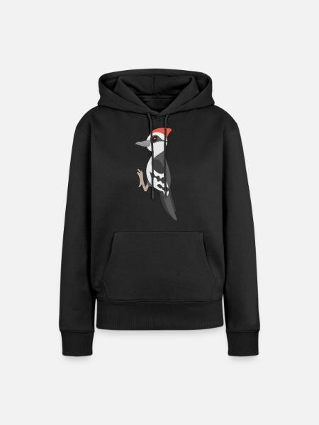 Specht - Frauen Premium Bio Hoodie - Schwarz
