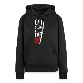 Planeurs Planeurs Planeurs - Sweat à capuche Premium bio Femme - noir - Devant - Julia (174cm)
