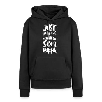 Juste brûler du caoutchouc - Sweat à capuche Premium bio Femme - noir - Devant - Julia (174cm)