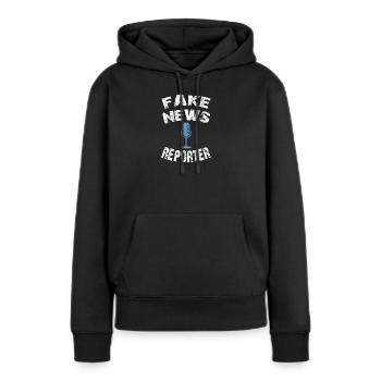 fake news reporter, fausse nouvelle chemise - Sweat à capuche Premium bio Femme - noir - Devant - Julia (174cm)