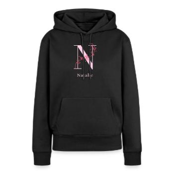 NATALIE Namensshirt Blumen Buchstabe Damen - Frauen Premium Bio Hoodie - Schwarz - Vorne - Julia (174cm)