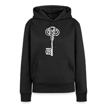 Weißer keltischer Schlüssel - Frauen Premium Bio Hoodie - Schwarz - Vorne - Julia (174cm)