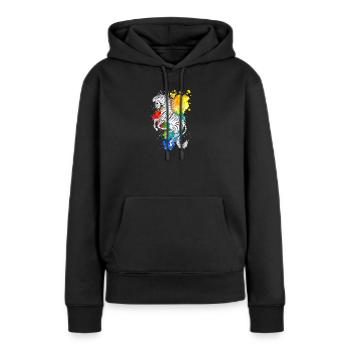Stripes - Frauen Premium Bio Hoodie - Schwarz - Vorne - Julia (174cm)