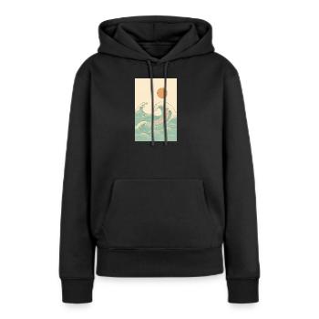 Une photo estivale au bord de la mer - Sweat à capuche Premium bio Femme - noir - Devant - Julia (174cm)