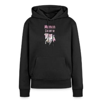 Maman Licorne Pastel Florale - Sweat à capuche Premium bio Femme - noir - Devant - Julia (174cm)