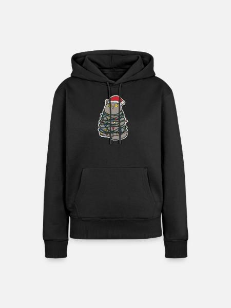 Tollpatschige Katze Weihnachten - Frauen Premium Bio Hoodie - Schwarz