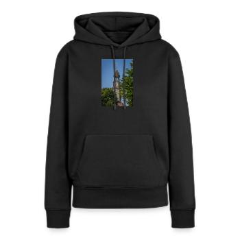 L’église Saint-Michel entre deux arbres - Sweat à capuche Premium bio Femme - noir - Devant - Julia (174cm)