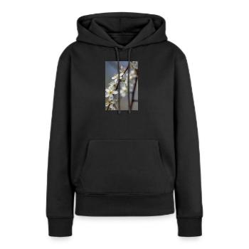 Des cerisiers blancs délicats au printemps - Sweat à capuche Premium bio Femme - noir - Devant - Julia (174cm)