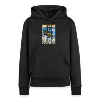 Der Snowboarder – nur noch ein Trick - Frauen Premium Bio Hoodie - Schwarz - Vorne - Julia (174cm)