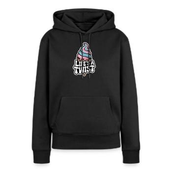  Lifes A Twist Softeis Waffel Rosa Blau Sommer - Frauen Premium Bio Hoodie - Schwarz - Vorne - Julia (174cm)