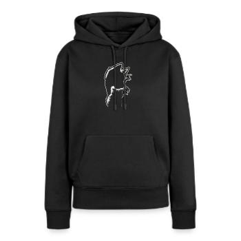 Katzensilhouette | Minimalistisches Design - Frauen Premium Bio Hoodie - Schwarz - Vorne - Julia (174cm)