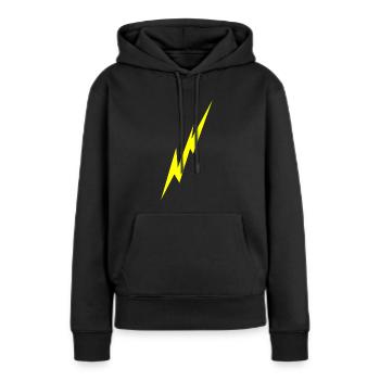 Éclair - Sweat à capuche Premium bio Femme - noir - Devant - Julia (174cm)