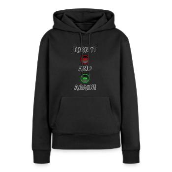 Éteignez-le et rallumez-le - Sweat à capuche Premium bio Femme - noir - Devant - Julia (174cm)
