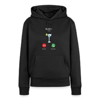 appel de l'apéro - Sweat à capuche Premium bio Femme - noir - Devant - Julia (174cm)
