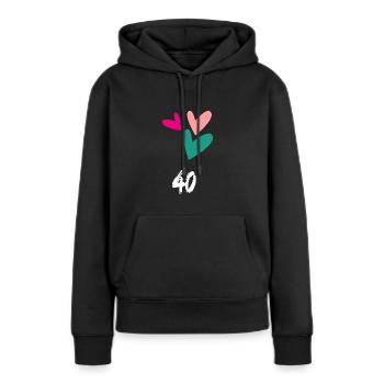 40. 40 ANS. 40e ANNIVERSAIRE. ANNIVERSAIRE 40 ANS. - Sweat à capuche Premium bio Femme - noir - Devant - Julia (174cm)