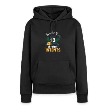 Pretty Intents - Frauen Premium Bio Hoodie - Schwarz - Vorne - Julia (174cm)