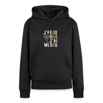 Ich kann nicht, ich habe Krafttraining - Frauen Premium Bio Hoodie - Schwarz - Vorne - Julia (174cm)