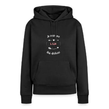 Je suis une lila qui déchire - Sweat à capuche Premium bio Femme - noir - Devant - Julia (174cm)
