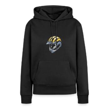 MTB-Helm-Shirt Radfahrer Biker Geschenkidee - Frauen Premium Bio Hoodie - Schwarz - Vorne - Julia (174cm)