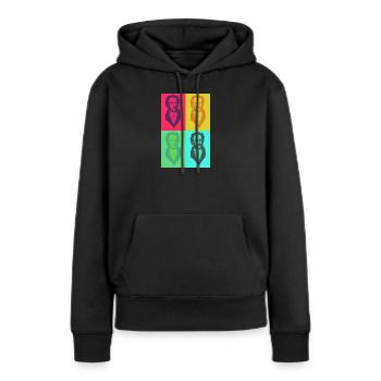 Goethe PopArt en quadrichromie - Sweat à capuche Premium bio Femme - noir - Devant - Julia (174cm)