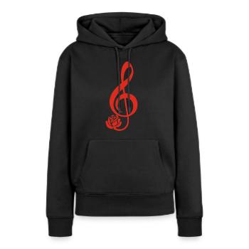 Clé de sol rouge en fleur - Sweat à capuche Premium bio Femme - noir - Devant - Julia (174cm)