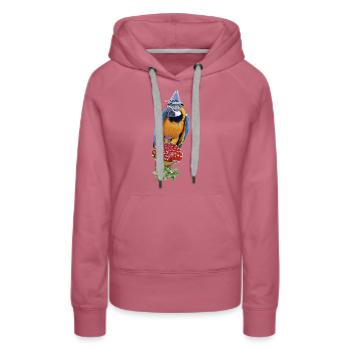 Perroquet avec capuchon monté sur un champignon - Sweat à capuche Premium bio Femme - mauve - Devant - Isabella (175cm)