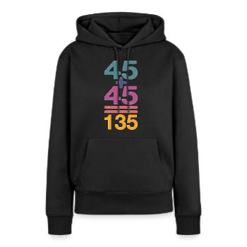 45 + 45 = 135 32 - Frauen Premium Bio Hoodie - Schwarz - Vorne - Julia (174cm)
