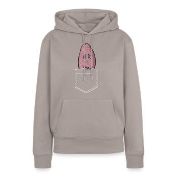 Légumes-racines de patates douces - Sweat à capuche Premium bio Femme - taupe - Devant - Julia (174cm)
