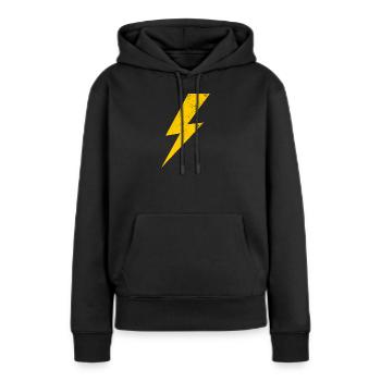 éclair jaune - Sweat à capuche Premium bio Femme - noir - Devant - Julia (174cm)