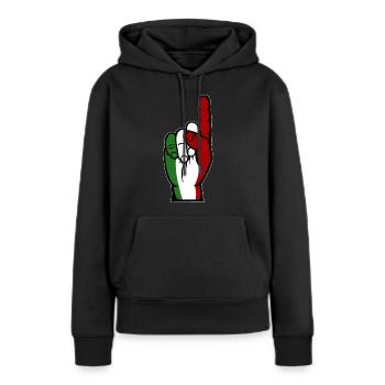 Drapeau italien numéro 1 - Sweat à capuche Premium bio Femme - noir - Devant - Julia (174cm)