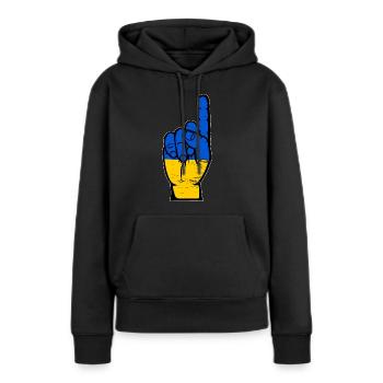 Ukraine Flagge Nummer 1 used - Frauen Premium Bio Hoodie - Schwarz - Vorne - Julia (174cm)