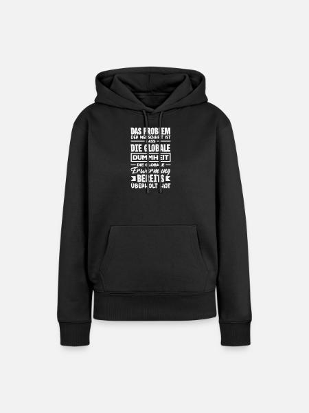 Globale Dummheit schlägt Erwärmung - Dame Premium hoodie, økologisk bomuld - sort